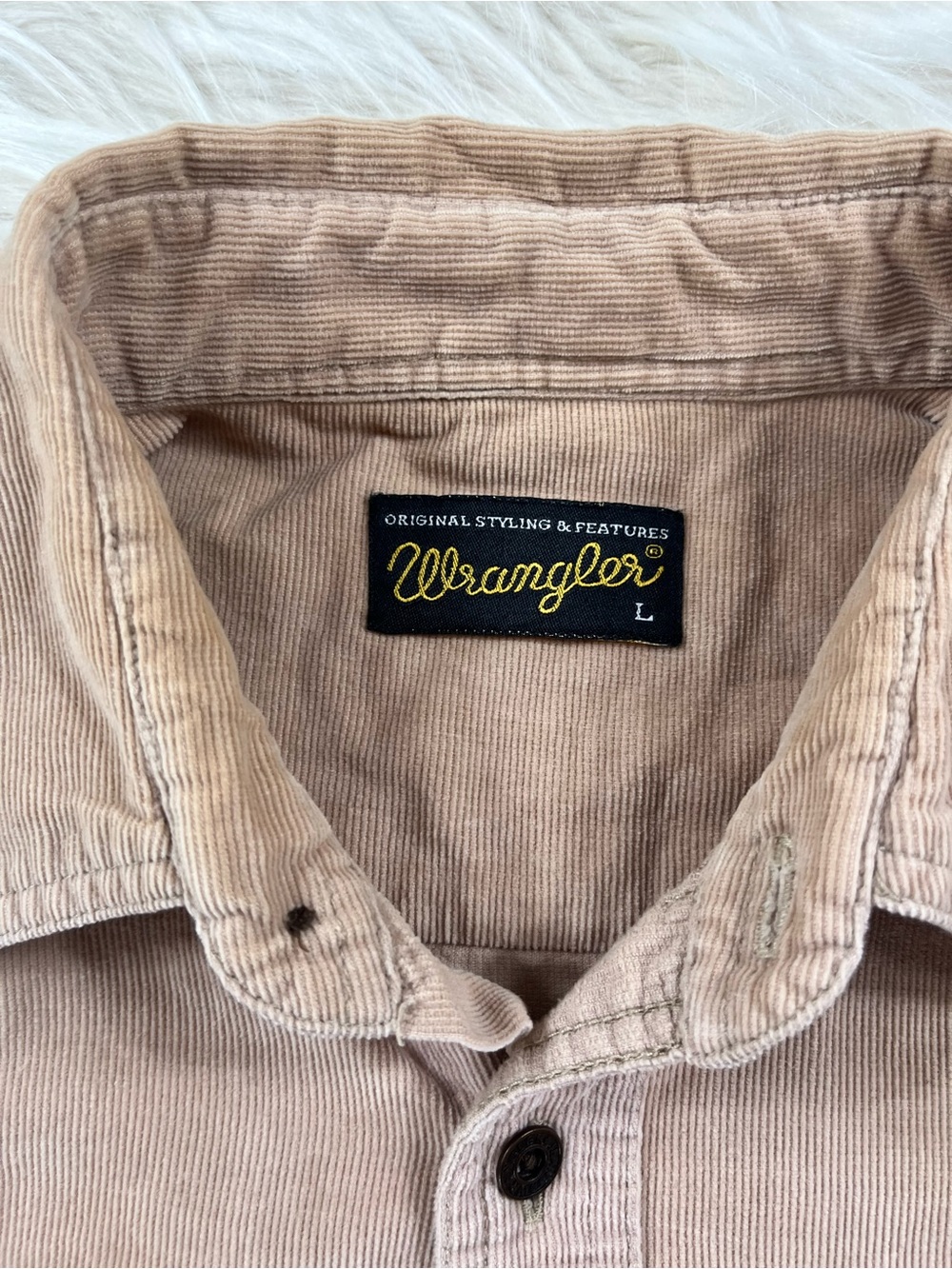 Wrangler Western Shirt Men's Large Tan Corduroy - Picture 3 of 5